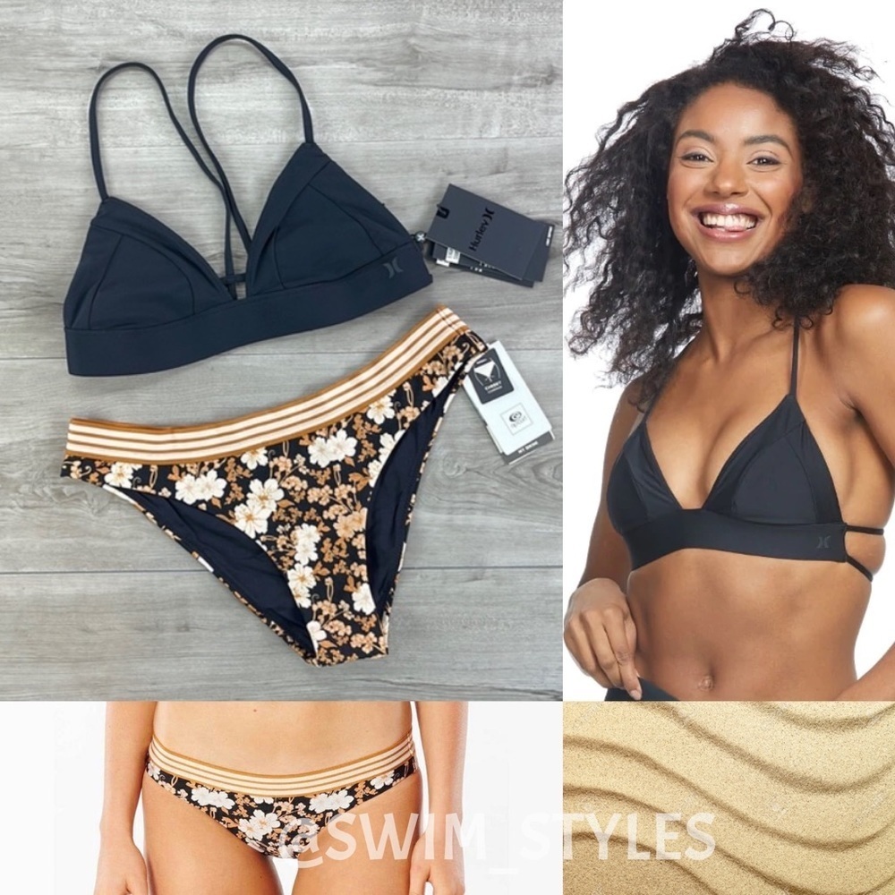 ☀️HURLEY☀️RIP CURL☀️ QUICK DRY BRALETTE SURF TOP MARIGOLD CHEEKY  BIKINI